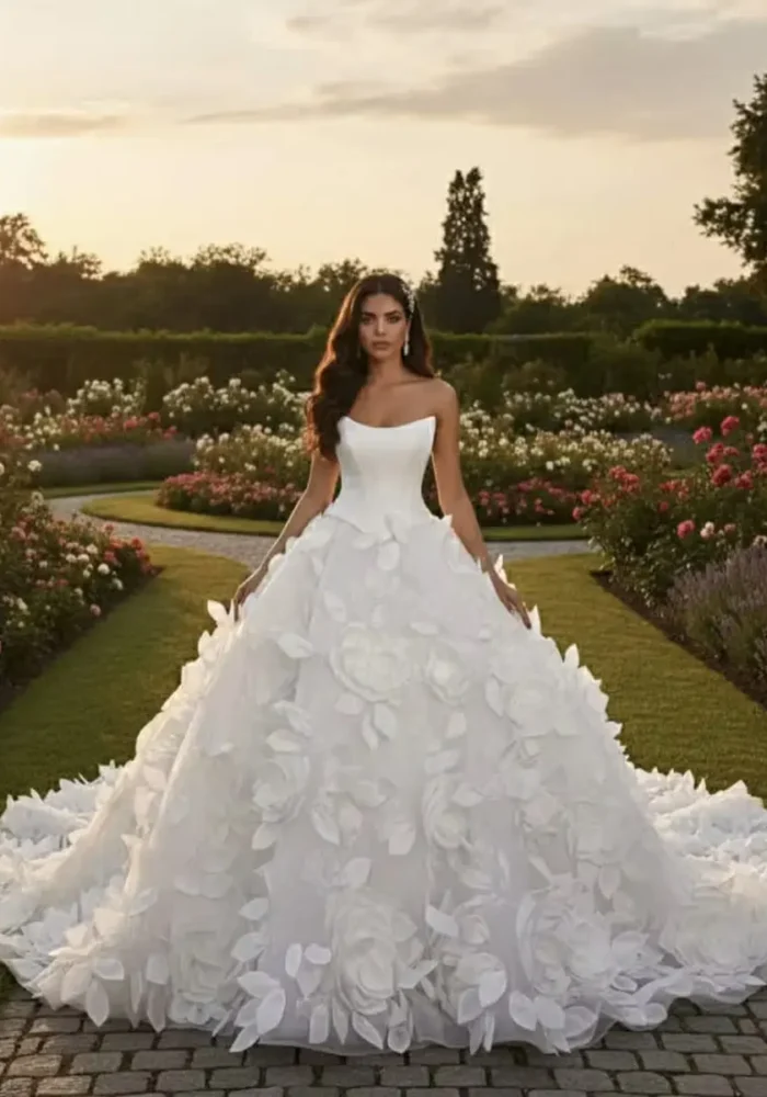 Luxurious Ivory Wedding Dress Ball Gown Sweetheart Full Skirt Bridal Gown Corset Back